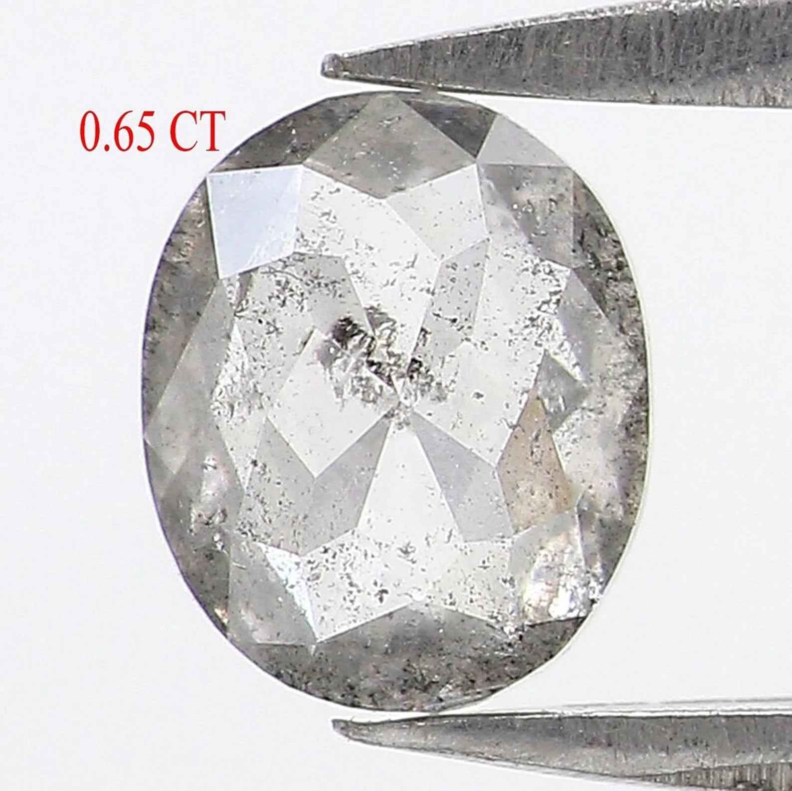0.65 Ct Natural Loose Oval Shape Diamond Salt And Pepper Oval Diamond 6.10 MM Natural Loose Black Grey Color Oval Rose Cut Diamond NQ964