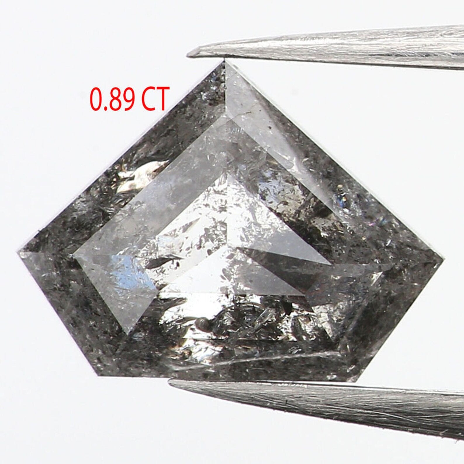 0.89 Ct Natural Loose Shield Shape Diamond Salt And Pepper Shield Diamond 5.80 MM Natural Black Grey Color Shield Rose Cut Diamond QN1226