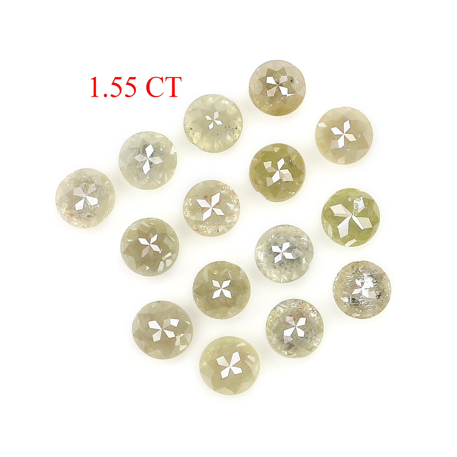 1.55 CT Natural Loose Round Rose Cut Diamond Grey Color Round Shape Diamond 2.60 MM Natural Loose Green Color Round Rose Cut Diamond LQ5182