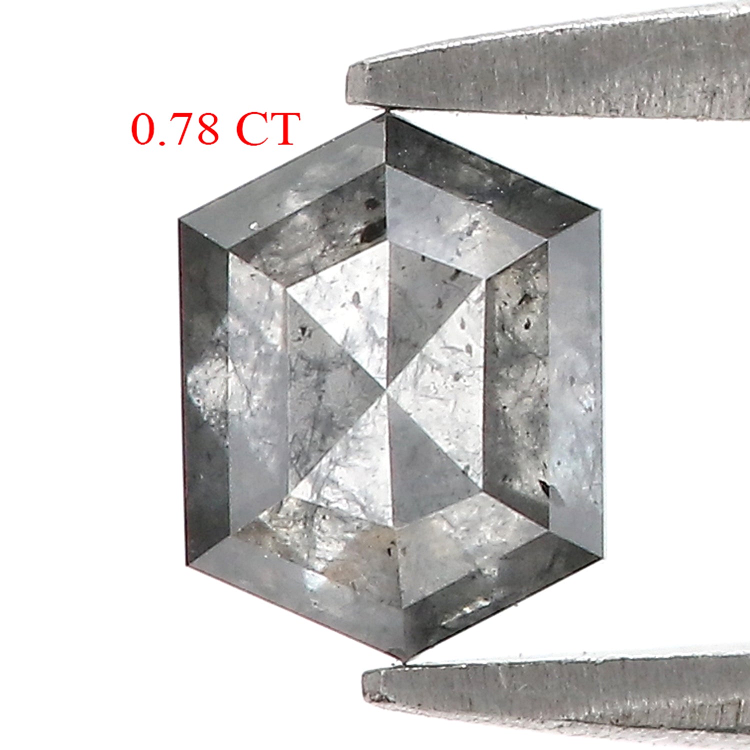 0.78 CT Natural Loose Hexagon Shape Diamond Salt And Pepper Hexagon Cut Diamond 6.30 MM Natural Black Grey Hexagon Rose Cut Diamond QL1403