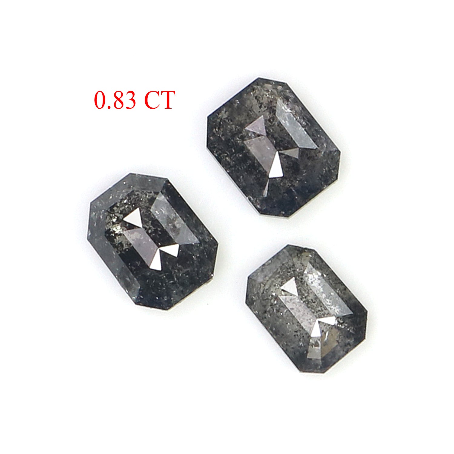 0.83 CT Natural Loose Emerald Shape Diamond Salt And Pepper Emerald Cut Diamond 4.10 MM Natural Black Grey Color Emerald Diamond KR2587