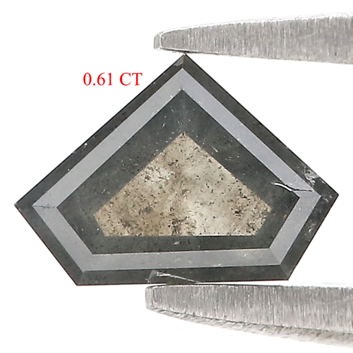 0.61 CT Natural Loose Shield Shape Diamond Salt And Pepper Shield Diamond 5.00 MM Natural Black Grey Color Shield Rose Cut Diamond N2663