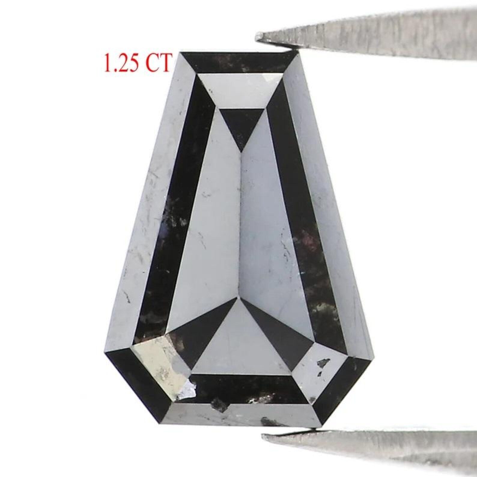 1.25 CT Natural Loose Coffin Shape Diamond Black Color Coffin Cut Diamond 8.40 MM Natural Loose Black Color Coffin Rose Cut Diamond NQ2475