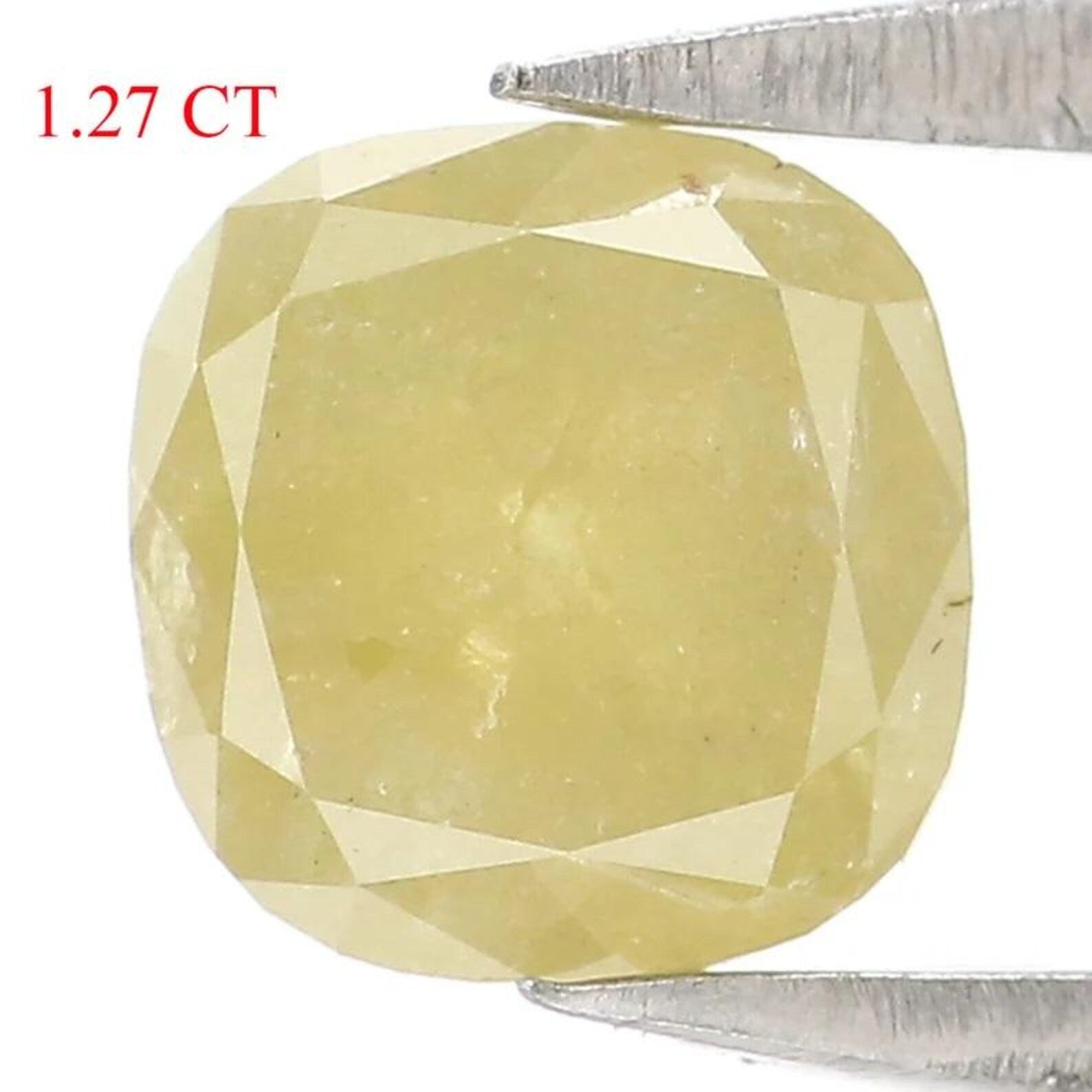 1.27 CT Natural Loose Cushion Shape Diamond Yellow Color Cushion Cut Diamond 6.00 MM Natural Yellow Color Cushion Rose Cut Diamond NQ2362