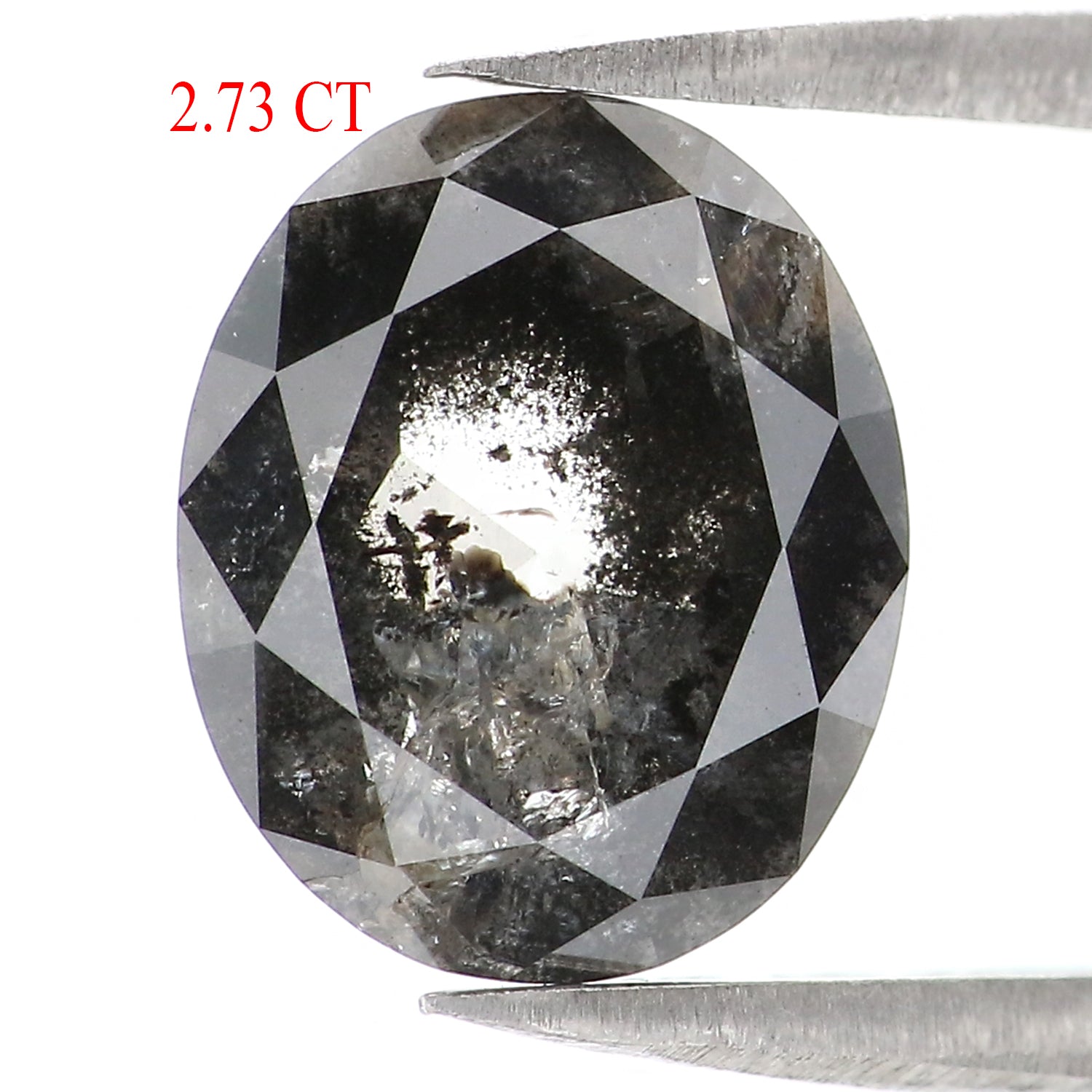 2.73 CT Natural Loose Oval Shape Diamond Salt And Pepper Oval Cut Diamond 9.65 MM Natural Loose Black Grey Color Oval Rose Cut Diamond LC25