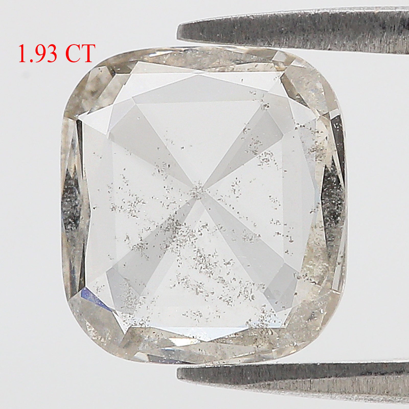 1.93 CT Cushion Rose Cut Salt And Pepper Lab Grown 10.30 MM Loose Diamond CVD Fancy Black Grey Color Lab Created Antique Cut Diamonds KDL3517
