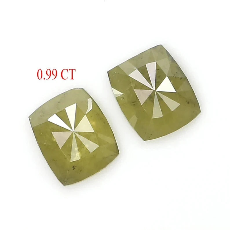 0.99 Ct Natural Loose Cushion Shape Pair Diamond Yellow Color Cushion Diamond 5.75 MM Natural Yellow Color Cushion Rose Cut Diamond NQ2469
