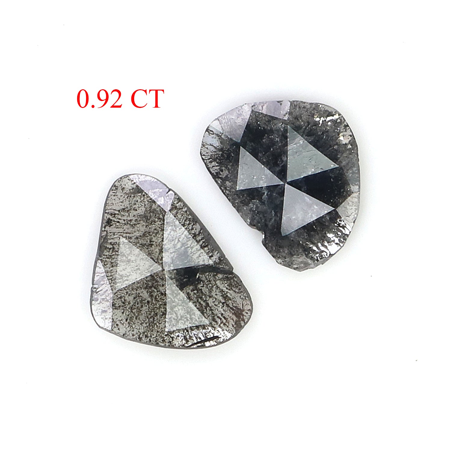 0.92 CT Natural Loose Slice Shape Diamond Salt And Pepper Slice Uncut Diamond 8.65 MM Natural Black Grey Diamond Irregular Cut Diamond L3611