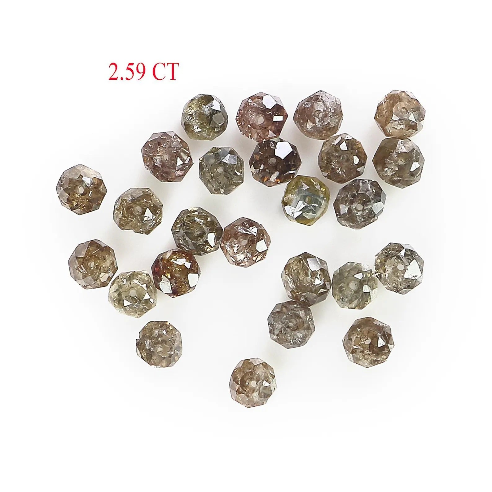 2.59 CT Natural Loose Bead Shape Diamond Brown Color Bead Diamond 2.40 MM Natural Loose Diamond Brown Color Bead Rose Cut Diamond NQ1699