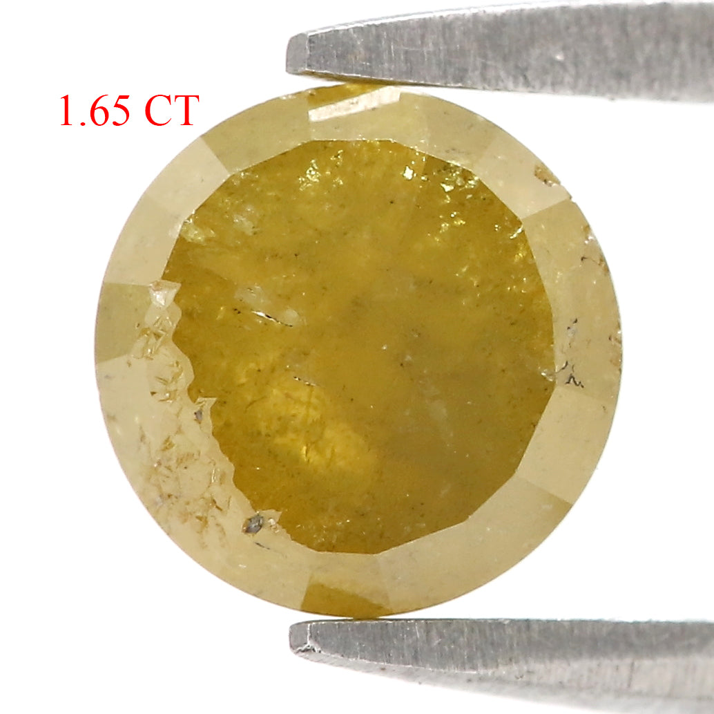 1.65 CT Natural Loose Round Rose Cut Diamond Yellow Color Round Shape Diamond 6.60 MM Natural Yellow Color Round Rose Cut Diamond LQ5279