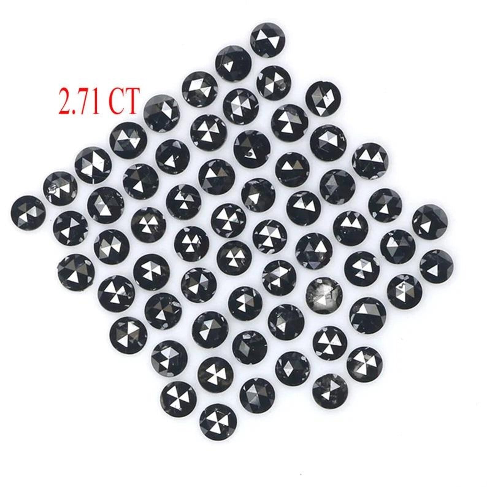 2.71 CT Natural Loose Round Shape Diamond Black Color Round Diamond 2.10 MM Natural Diamond Black Color Round Rose Cut Diamond NQB1809