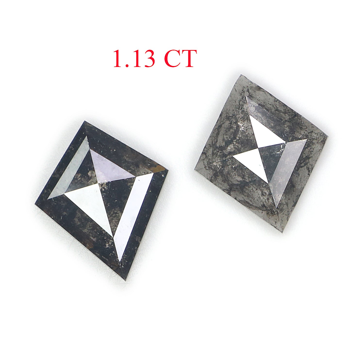 1.13 CT Natural Loose Kite Cut Pair Diamond Salt And Pepper Kite Shape Diamond 8.30 MM Natural Black Grey Color Kite Rose Cut Diamond N2605
