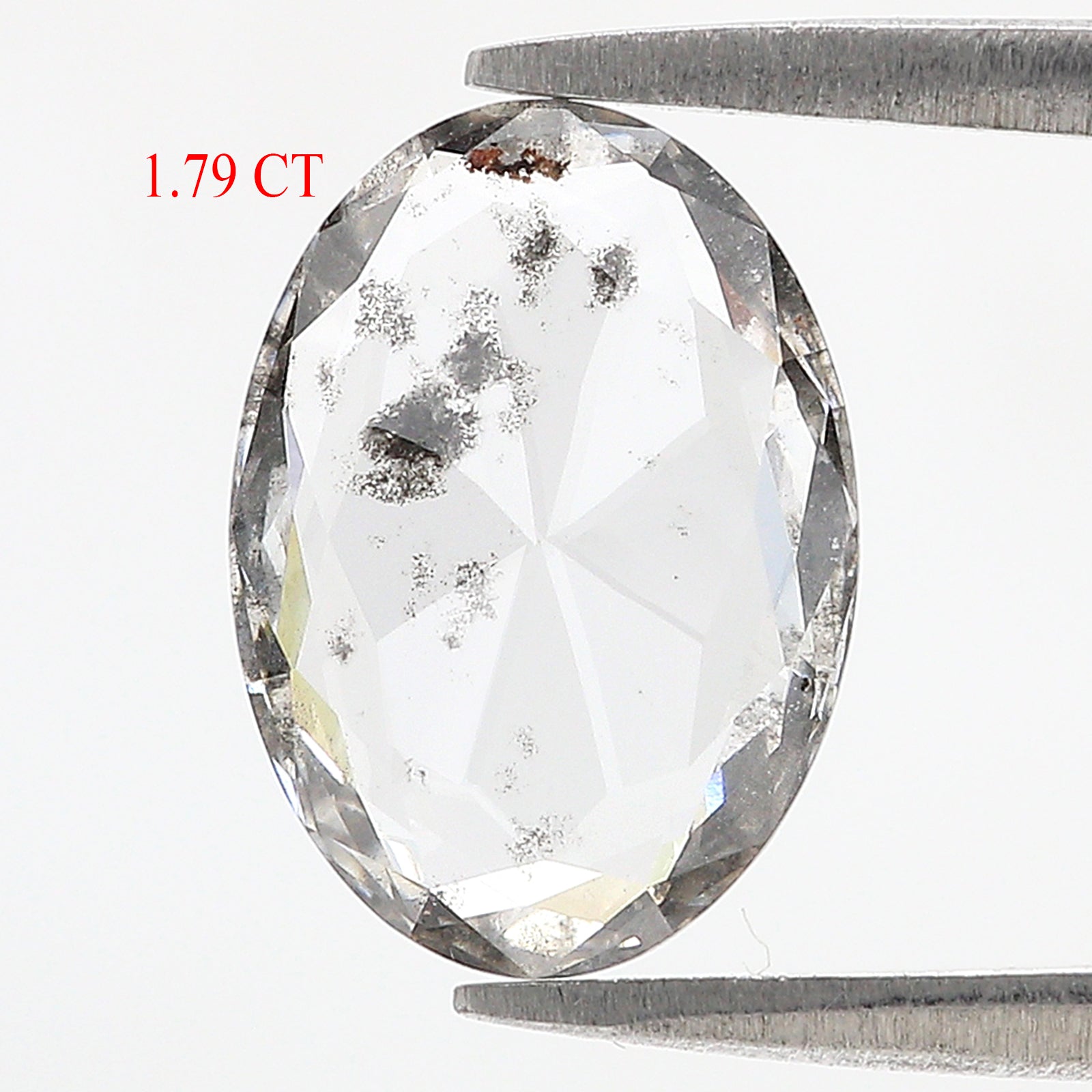 1.79 CT Oval Rose Cut Salt And Pepper Lab Grown 12.30 MM Loose Diamond CVD Fancy Black Grey Color Lab Created Antique Cut Diamonds N2632