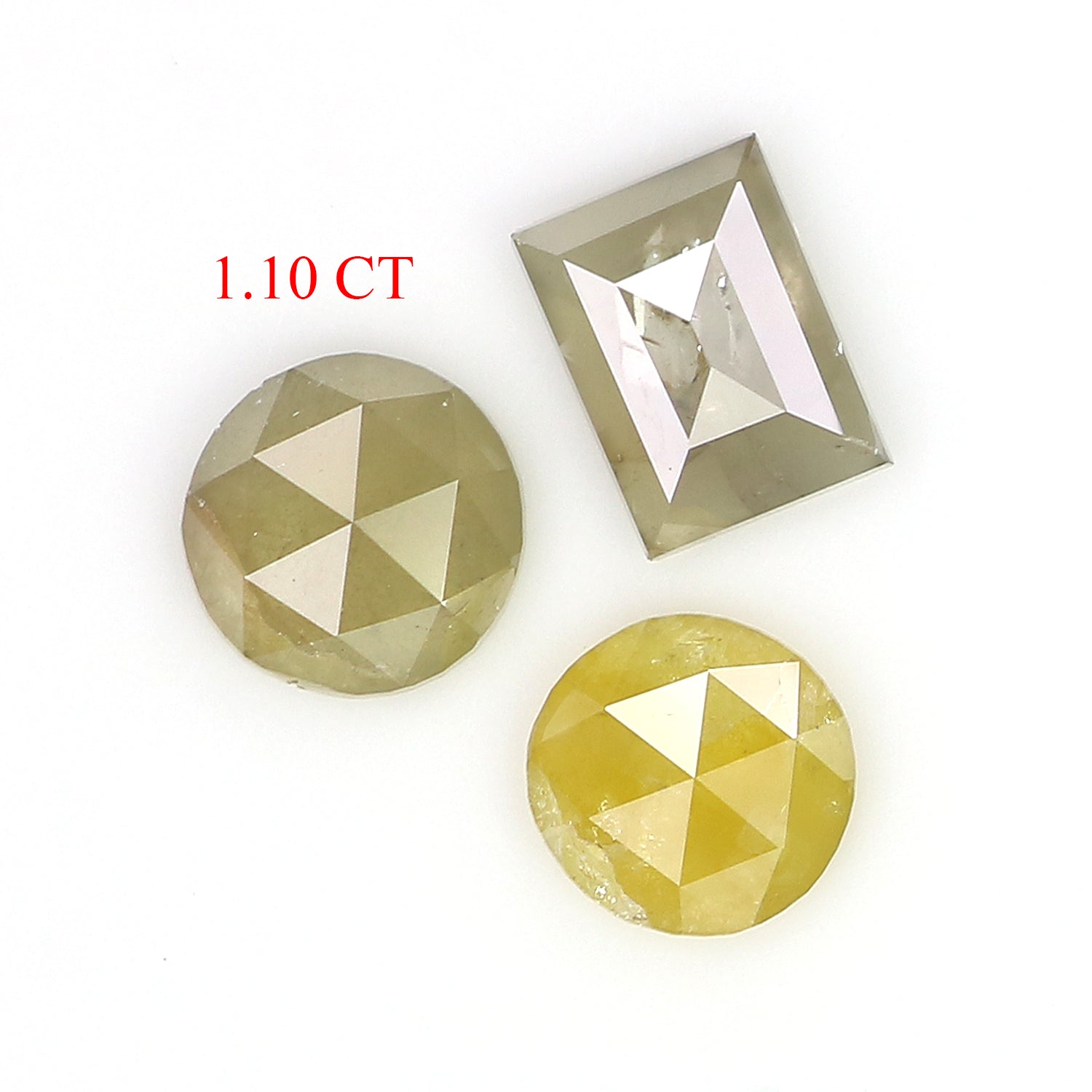 1.10 Ct Natural Loose Mix Shape Diamond Grey Color Mix Shape Diamond 4.85 MM Natural Diamond Yellow Color Mix Shape Rose Cut Diamond LQ3049