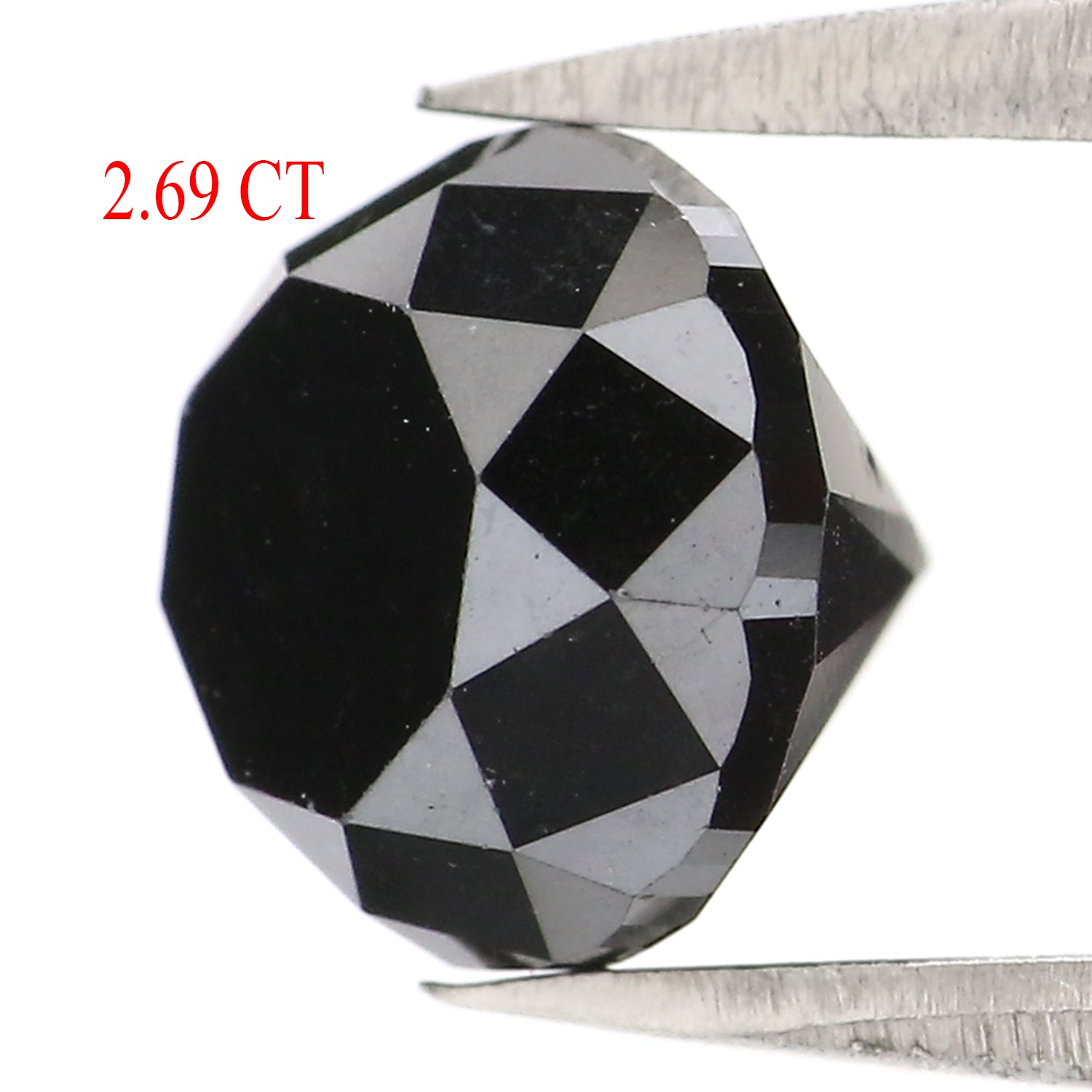 2.69 Ct Natural Loose Round Shape Diamond Black Color Round Cut Diamond 7.45 MM Natural Black Diamond Round Brilliant Cut Diamond LQ2902