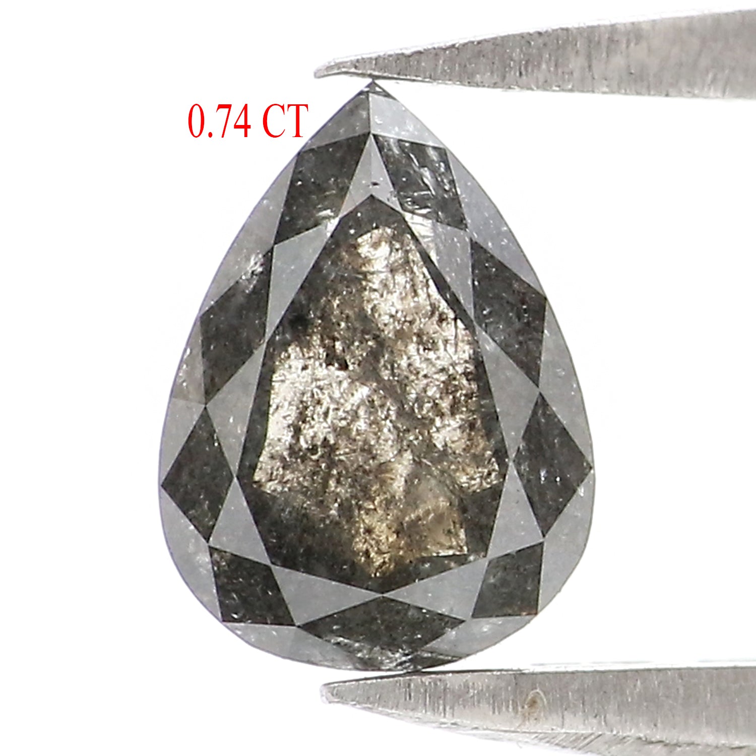 0.74 CT Natural Loose Pear Shape Diamond Salt And Pepper Pear Rose Cut Diamond 6.75 MM Black Grey Color Pear Shape Rose Cut Diamond LQ2936
