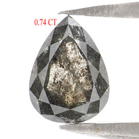 Natural Loose Pear Diamond, Salt And Pepper Pear Diamond, Natural Loose Pear Diamond, Pear Rose Cut Diamond, 0.74 CT Pear Cut Diamond L2936
