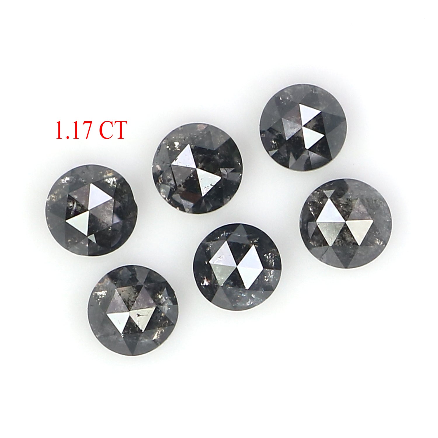 1.17 Ct Natural Loose Round Rose Cut Diamond Salt And Pepper Round Diamond 3.30 MM Natural Black Grey Color Round Rose Cut Diamond QL6222