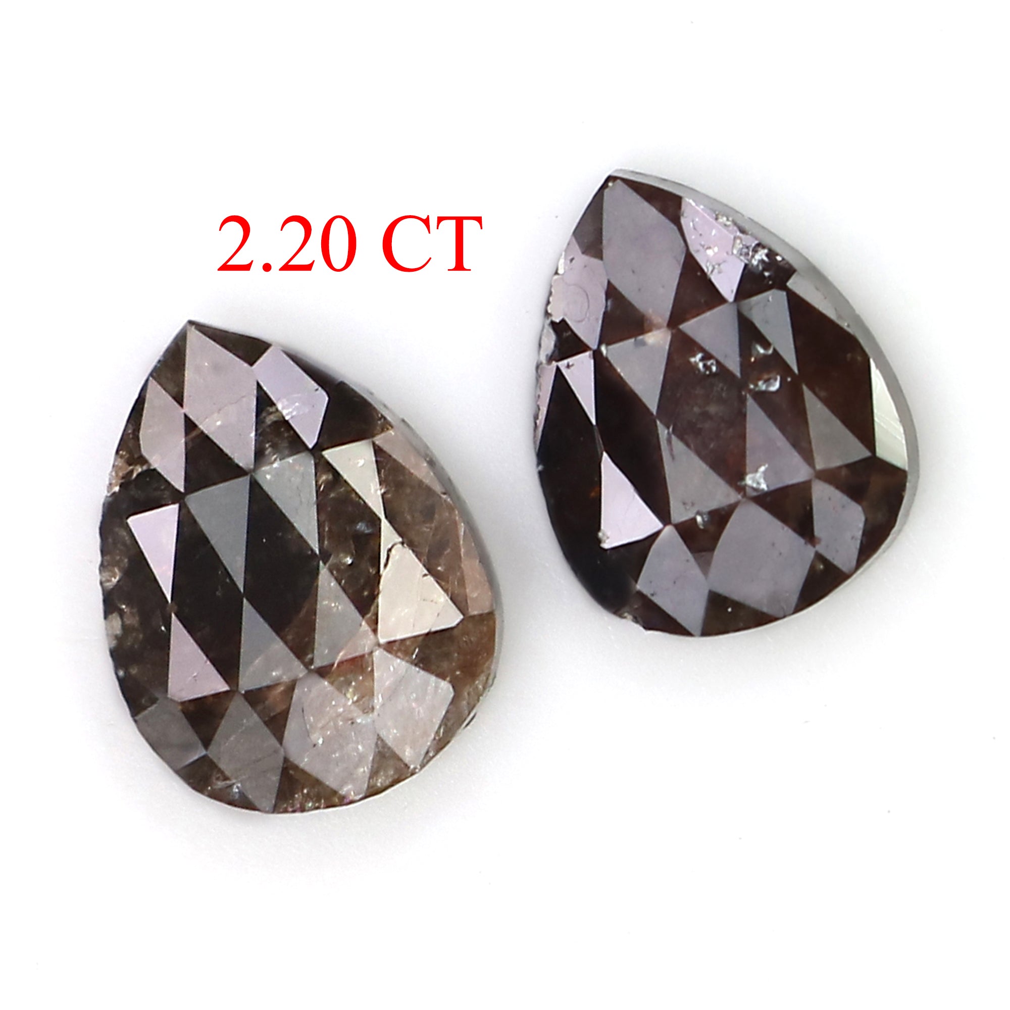 2.20 CT Natural Loose Pear Cut Pair Diamond Brown Color Pear Shape Diamond 8.30 MM Natural Loose Brown Color Pear Rose Cut Diamond LQ3171