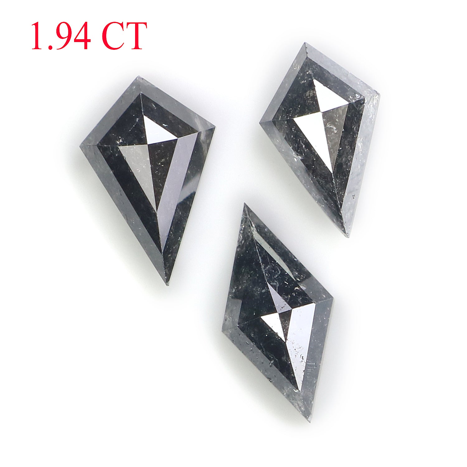 1.94 CT Natural Loose Kite Shape Diamond Salt And Pepper Kite Cut Diamond 8.80 MM Natural Black Grey Color Kite Rose Cut Diamond L3442