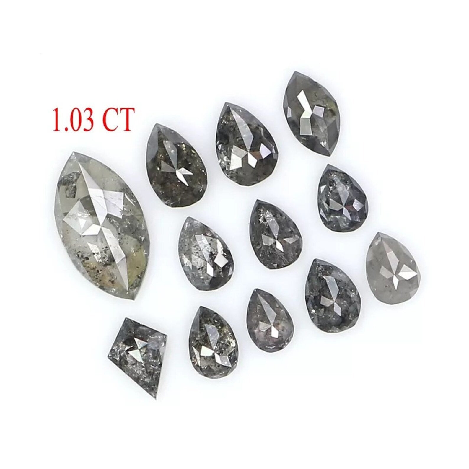 1.03 Ct Natural Loose Mix Shape Diamond Salt And Pepper Mix Shape Diamond 2.70 MM Natural Black Grey Color Mix Shape Rose Cut Diamond NQ2433