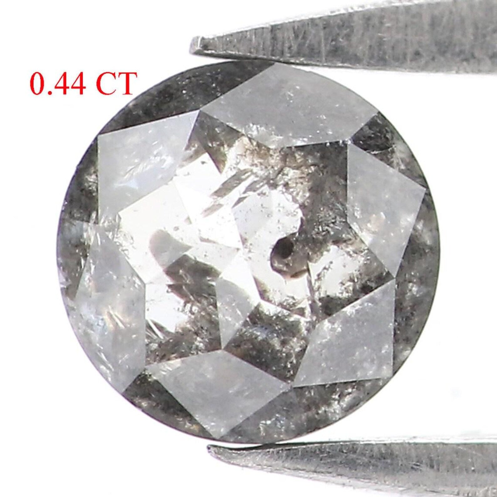 0.44 CT Natural Loose Round Shape Diamond Salt And Pepper Round Cut Diamond 4.60 MM Natural Black Grey Color Round Rose Cut Diamond NQ2310