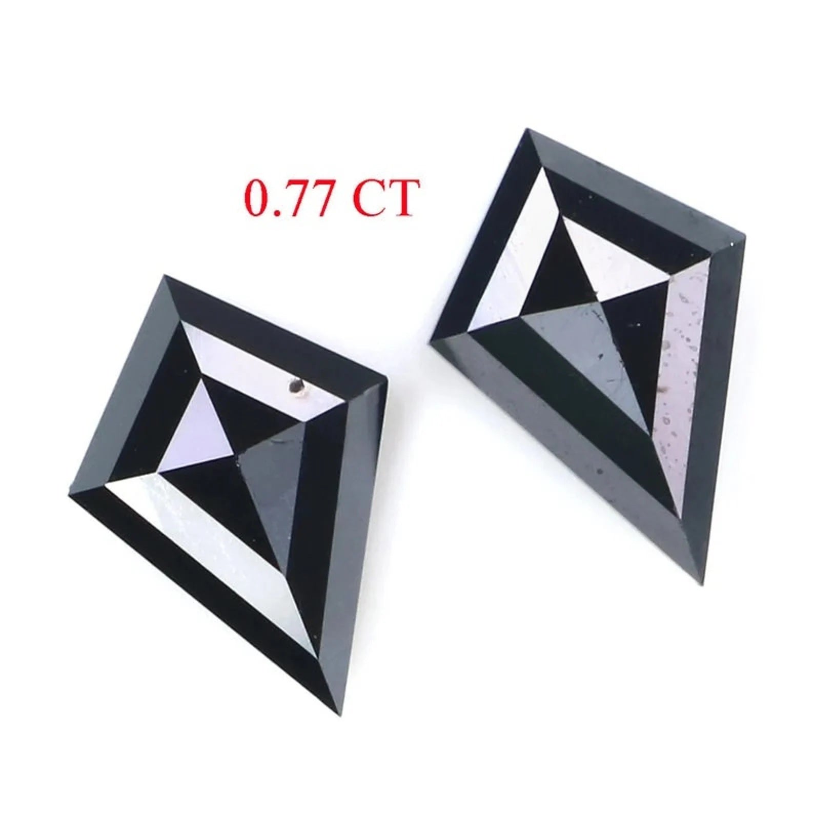 0.77 CT Natural Loose Kite Shape Pair Diamond Black Color Kite Cut Diamond 7.70 MM Natural Diamond Black Color Kite Rose Cut Diamond QN2276