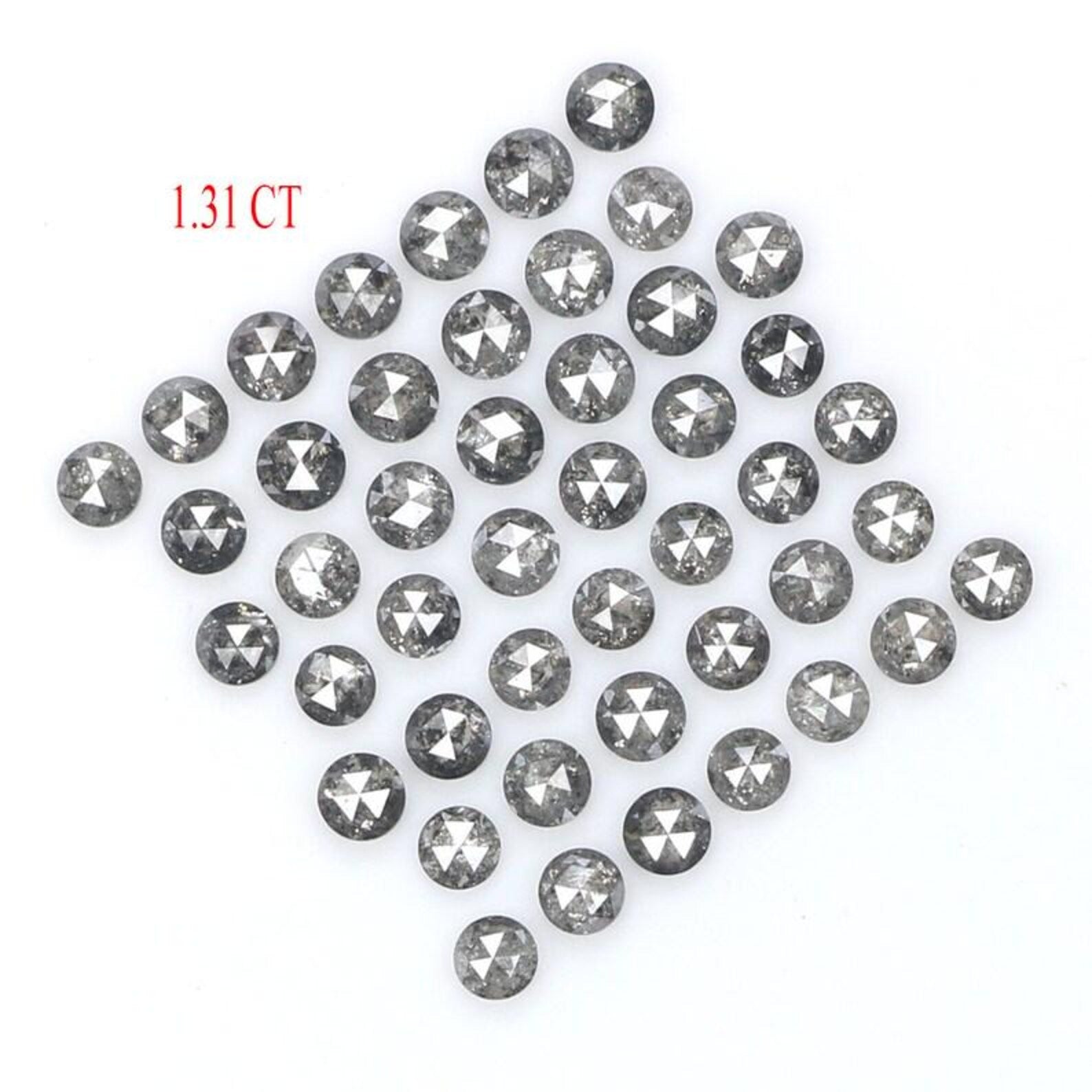 1.31 CT Natural Loose Round Shape Diamond Salt And Pepper Round Diamond 1.70 MM Natural Loose Black Grey Color Round Rose Cut Diamond NQ1790