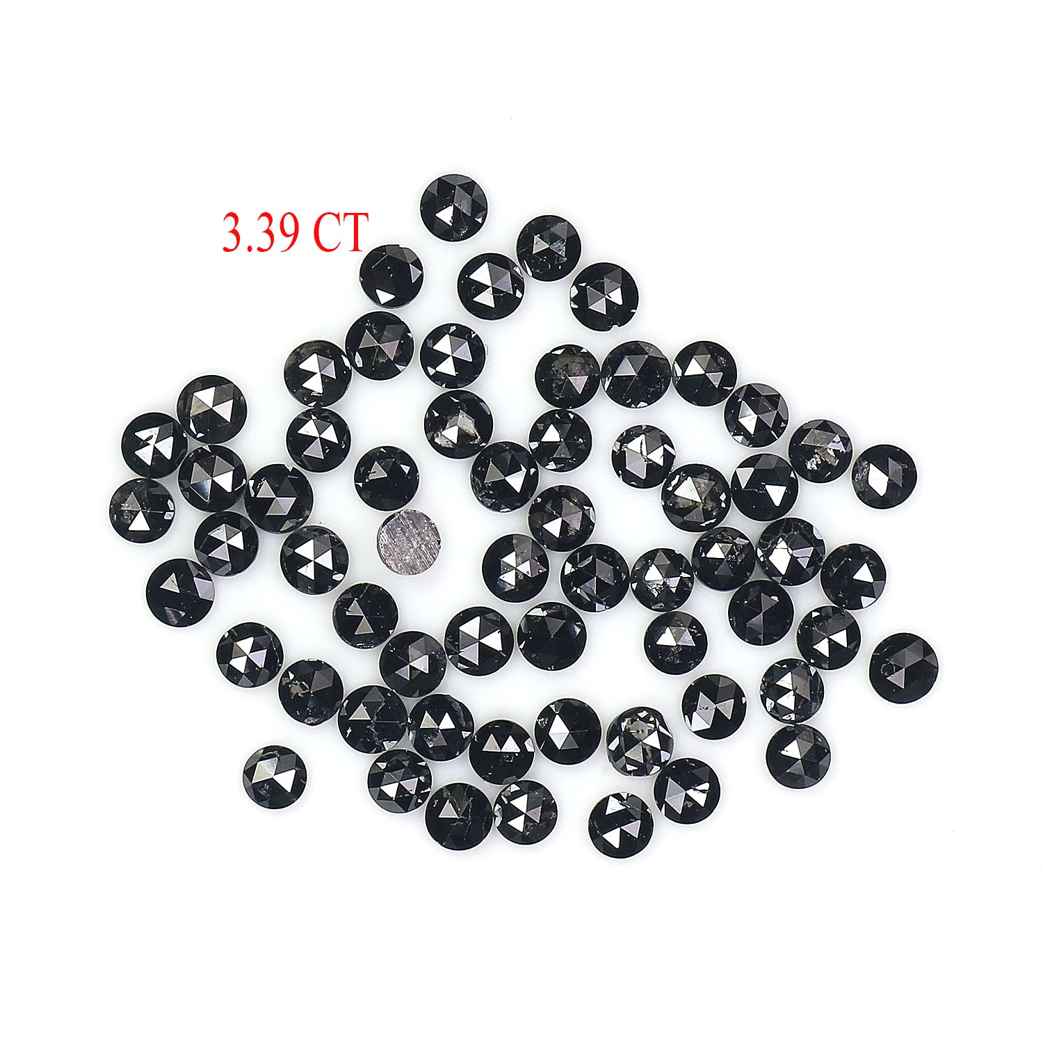 3.39 CT Natural Loose Round Rose Cut Diamond Black Color Round Shape Diamond 2.30 MM Natural Loose Black Color Round Rose Cut Diamond LQ1799
