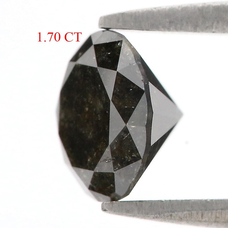 1.70 CT Natural Loose Round Shape Diamond Black Color Round Diamond 7.45 MM Natural Diamond Black Color Round Brilliant Cut Diamond NQ511