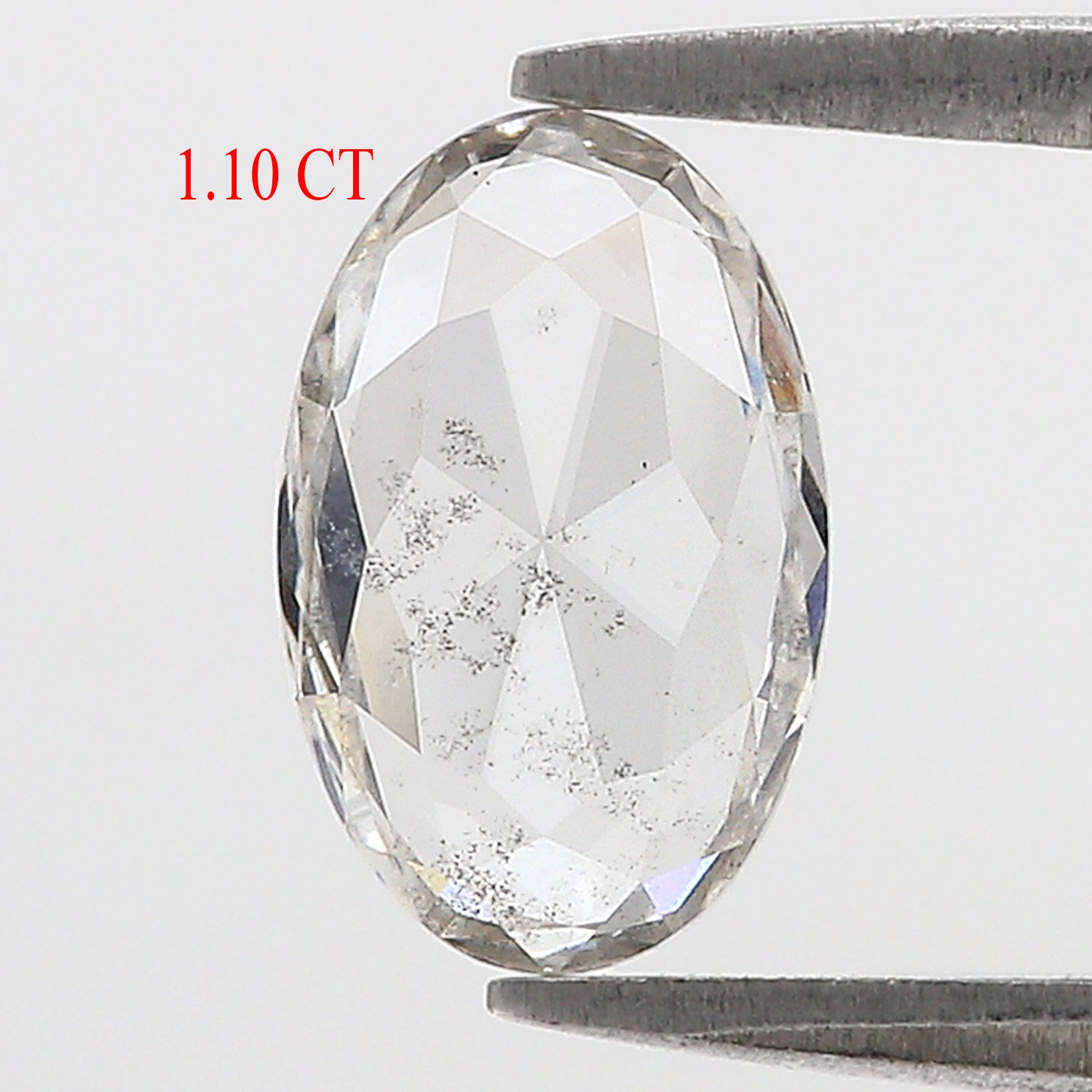 1.10 CT Oval Rose Cut Salt And Pepper Lab Grown 9.90 MM Loose Diamond CVD Fancy Black Grey Color Lab Created Antique Cut Diamonds N2634