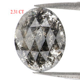 Natural Loose Oval Diamond, Salt And Pepper Oval Diamond, Natural Loose Diamond, Oval Rose Cut Diamond, 2.31 CT Oval Shape Diamond L2937
