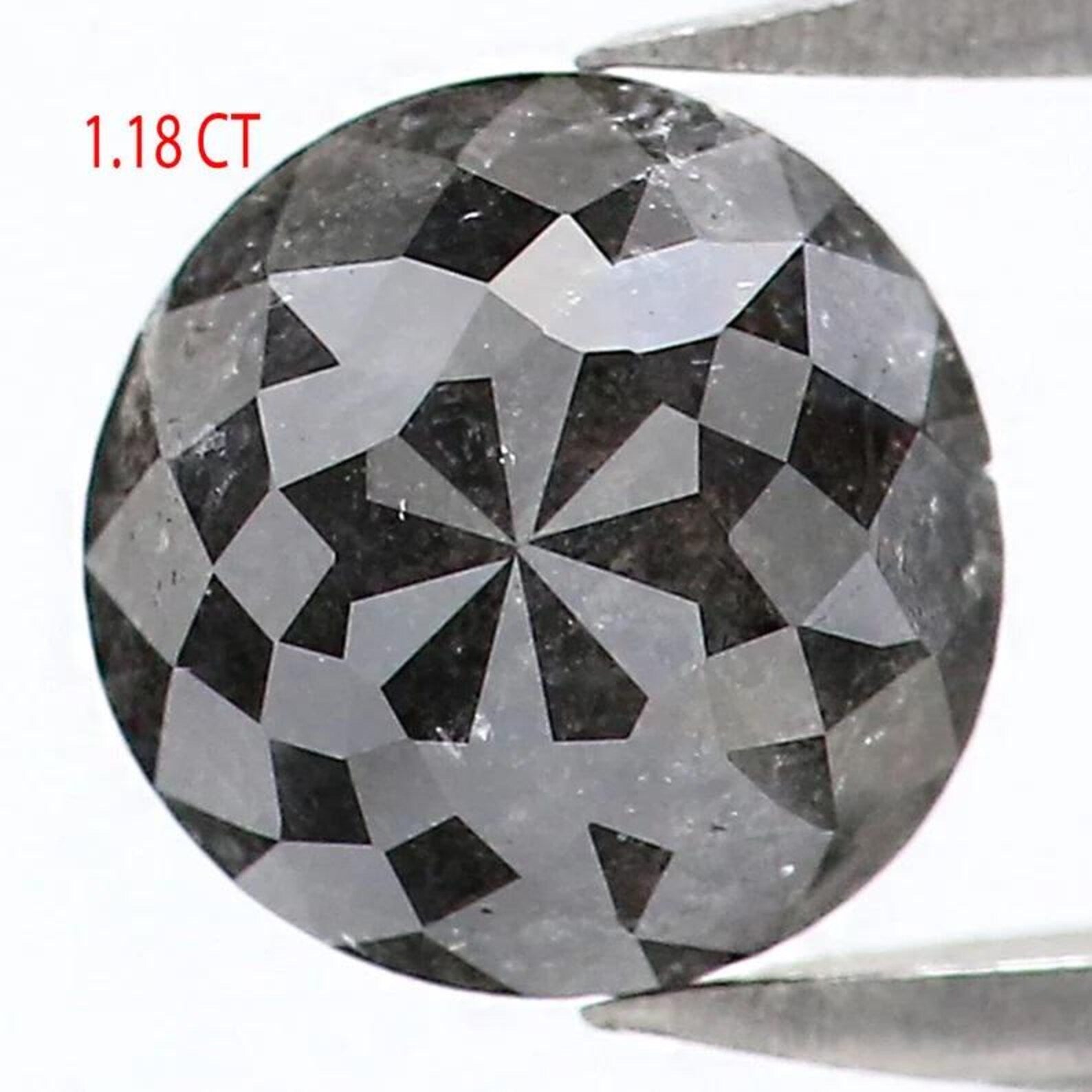 1.18 CT Natural Loose Round Shape Diamond Salt And Pepper Round Diamond 6.00 MM Natural Loose Black Grey Color Round Rose Cut Diamond NQ9417