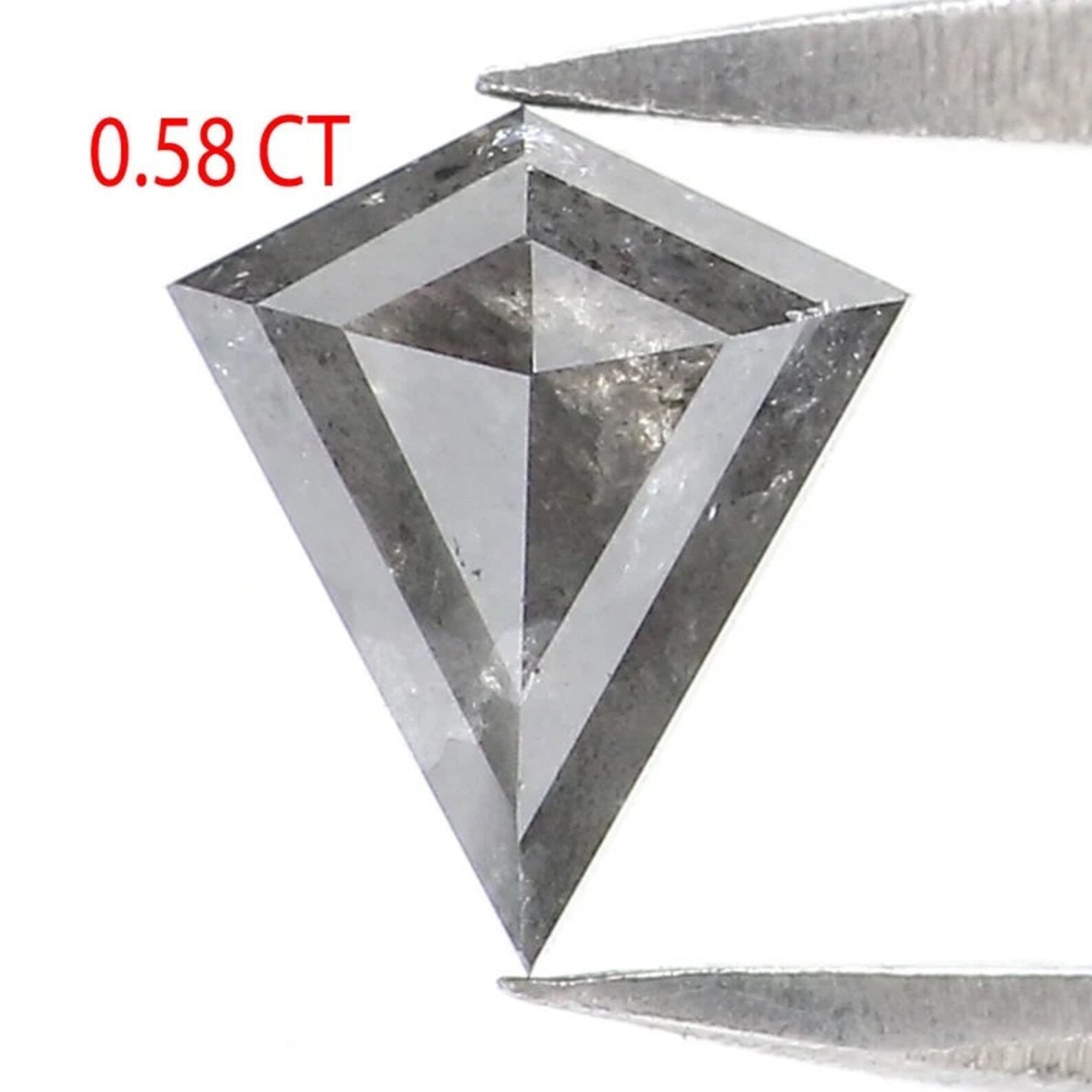 0.58 CT Natural Loose Kite Shape Diamond Salt And Pepper Kite Diamond 6.40 MM Natural Diamond Black Gray Color Kite Rose Cut Diamond NQ2125