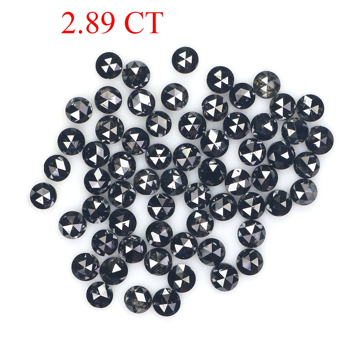 2.89 CT Natural Loose Round Shape Diamond Black Color Round Diamond 2.10 MM Natural Loose Diamond Black Color Round Rose Cut Diamond NQ1807