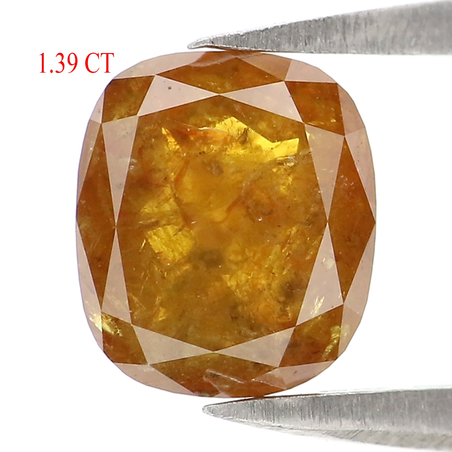 1.39 CT Natural Loose Cushion Shape Diamond Yellow Color Cushion Cut Diamond 6.95 MM Natural Brown Diamond Cushion Rose Cut Diamond QL2885
