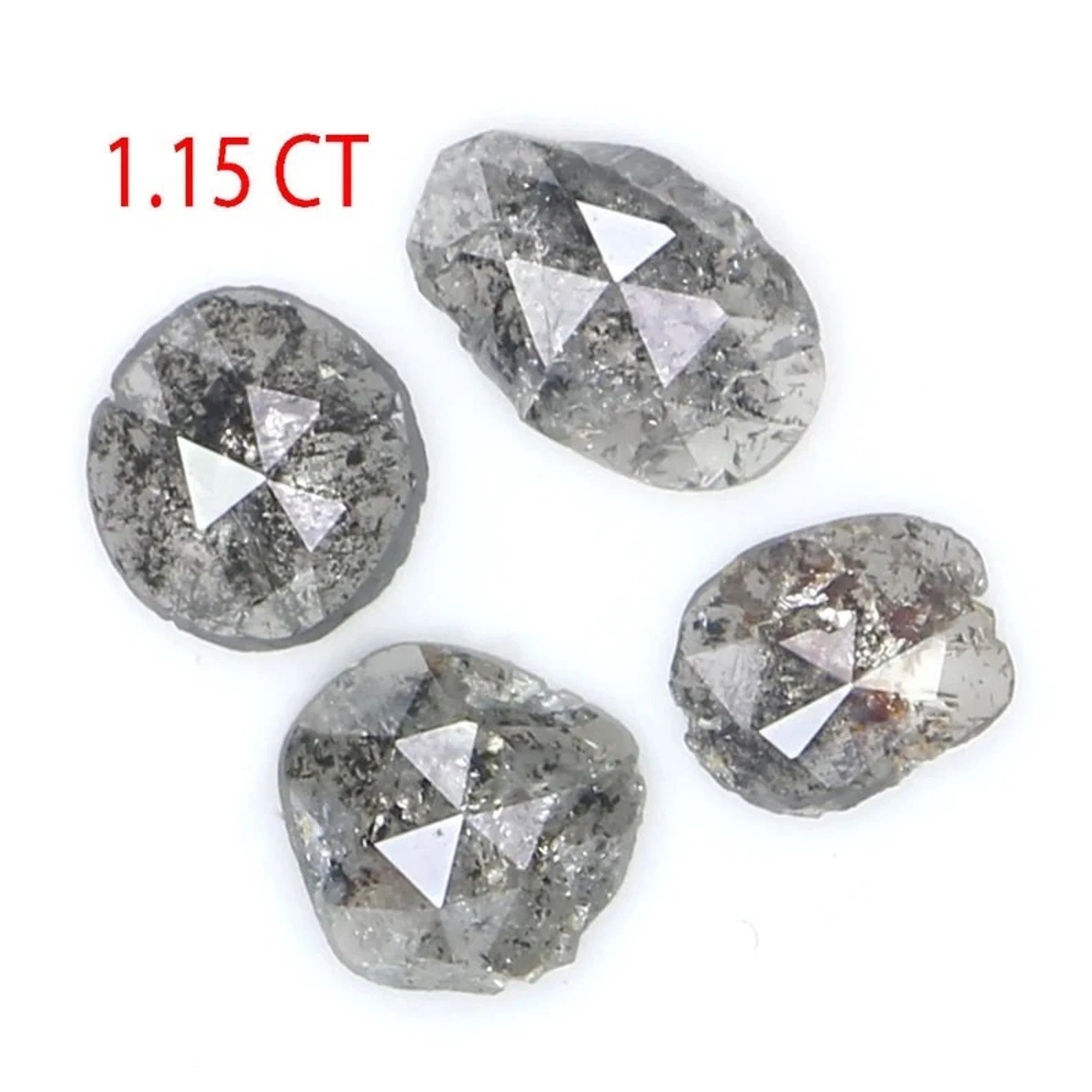 1.15 CT Natural Loose Slice Shape Diamond Salt And Pepper Slice Cut Diamond 4.70 MM Natural Black Gray Color Slice Rose Cut Diamond NQ2143