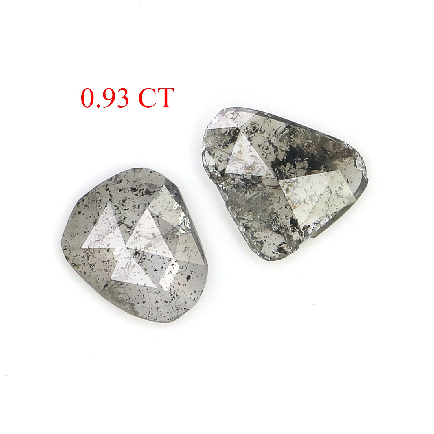 Natural Salt And Pepper Slice Diamond Pair Black Grey Loose Flat Diamond For Custom Galaxy Earrings Rustic Diamond Earring Stone L3622