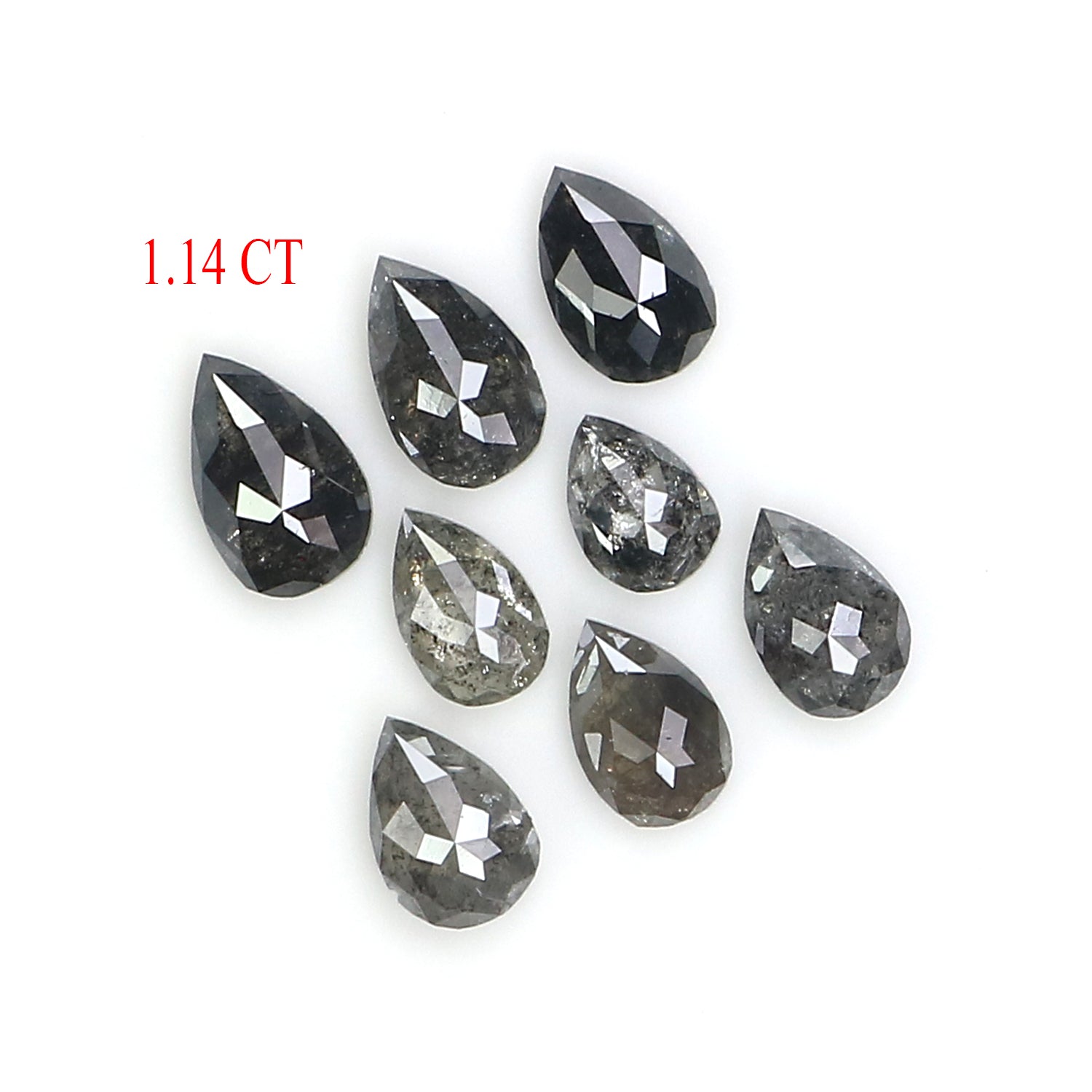 Natural Loose Pear Diamond, Salt And Pepper Pear Diamond, Natural Loose Diamond, Pear Rose Cut Diamond, 1.14 CT Pear Cut Diamond L2916