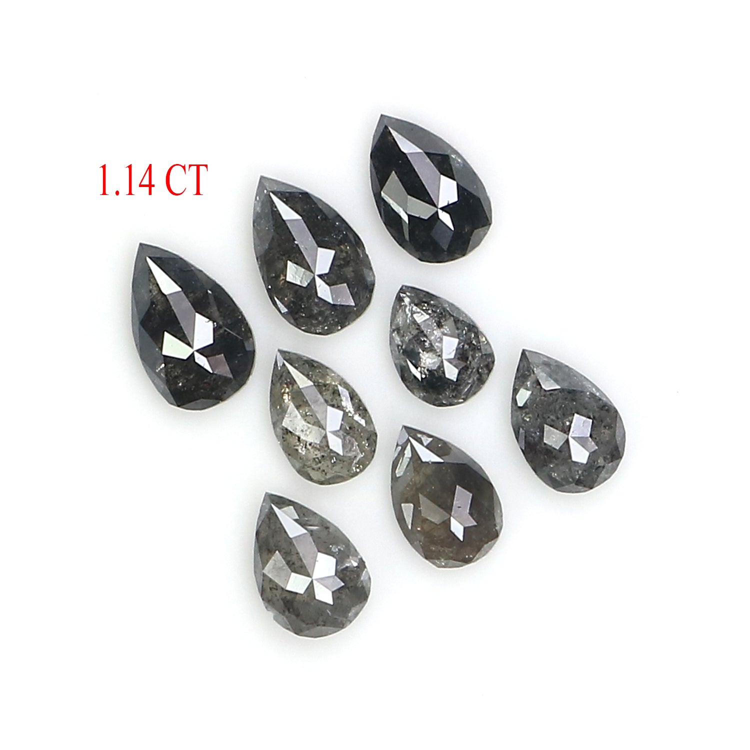 1.14 CT Natural Loose Pear Shape Diamond Salt And Pepper Pear Cut Diamond 3.60 MM Natural Black Grey Diamond Pear Rose Cut Diamond LQ2916