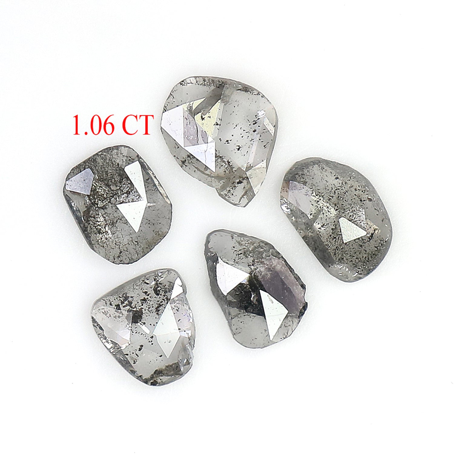 1.06 Ct Natural Loose Slice Shape Diamond Salt And Pepper Slice Cut Diamond 4.40 MM Natural Black Grey Diamond Irregular Cut Diamond LQ1514