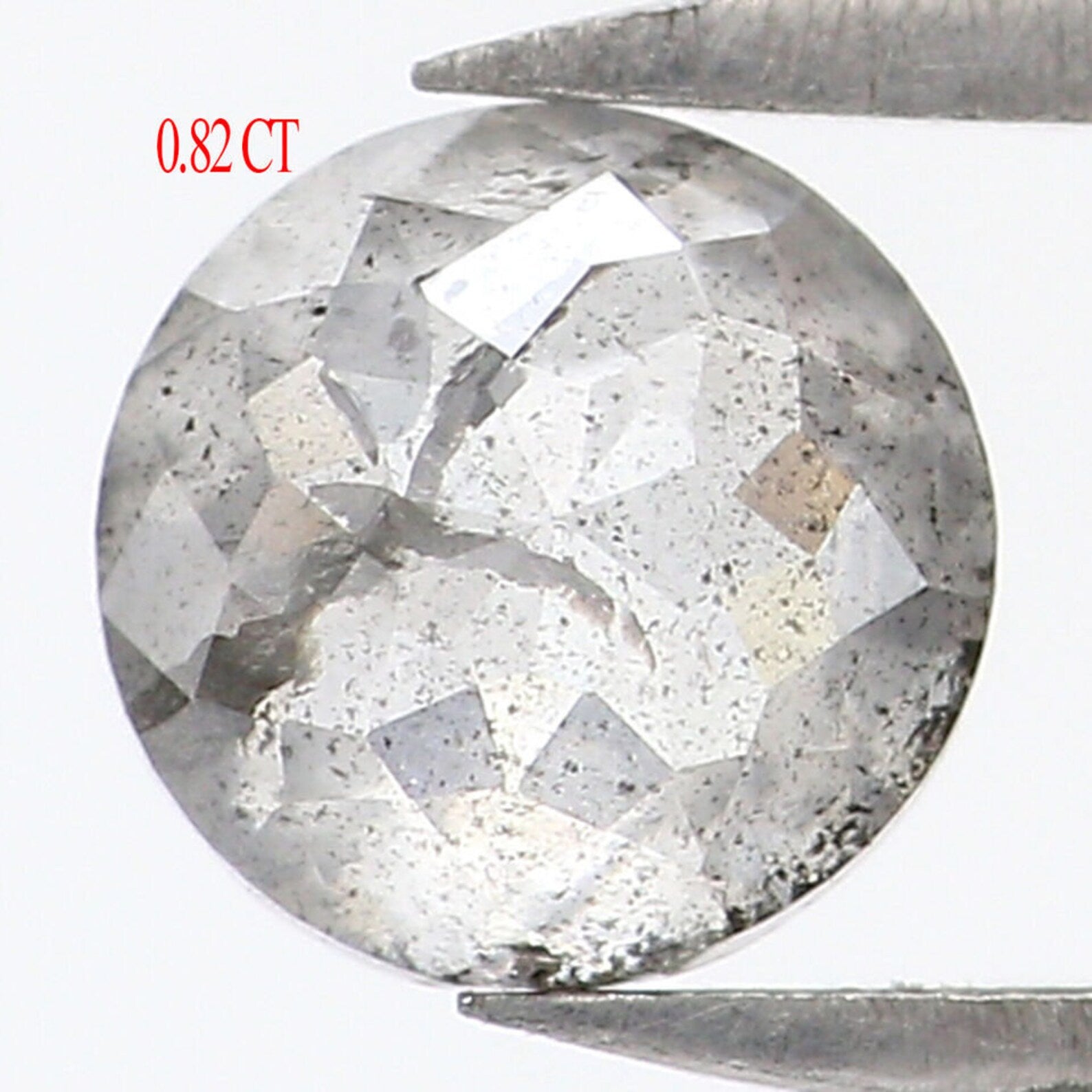 0.82 Ct Natural Loose Round Rose Cut Diamond Salt And Pepper Diamond 5.30 MM Natural Black Gray Color Round Rose Cut Diamond QN9705