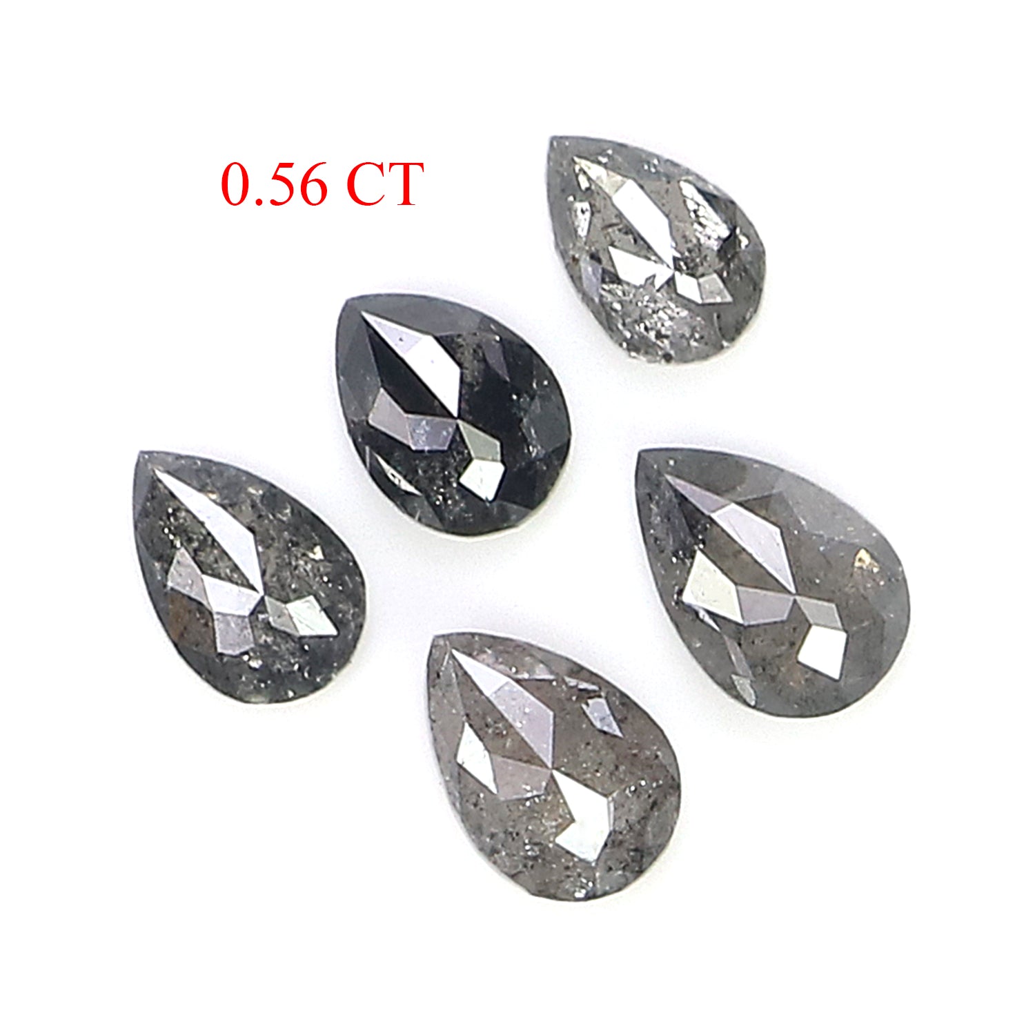 0.56 CT Natural Loose Pear Shape Diamond Salt And Pepper Pear Diamond 4.20 MM Natural Loose Black Grey Color Pear Rose Cut Diamond KQ2665