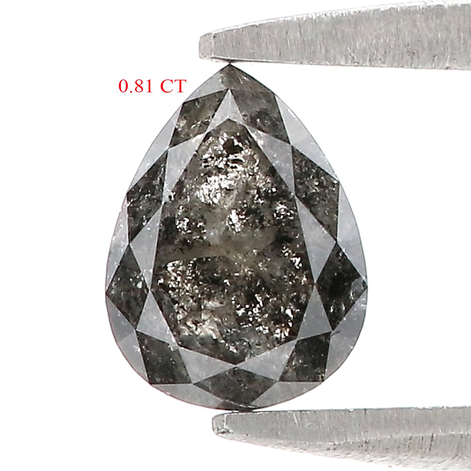 0.81 CT Natural Loose Pear Shape Diamond Salt And Pepper Pear Cut Diamond 6.70 MM Natural Black Grey Color Pear Rose Cut Diamond LQ3352