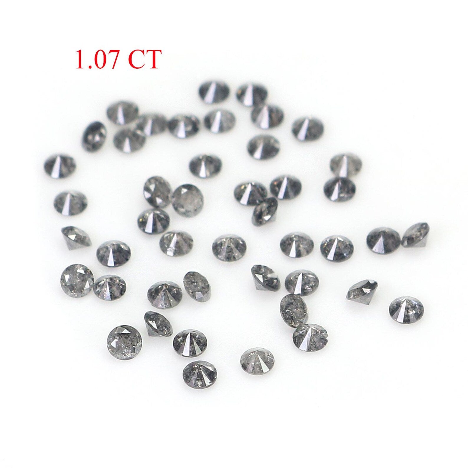 1.07 CT Natural Loose Round Shape Diamond Salt And Pepper Round Diamond 1.70 MM Natural Loose Black Grey Round Brilliant Cut Diamond NQ703
