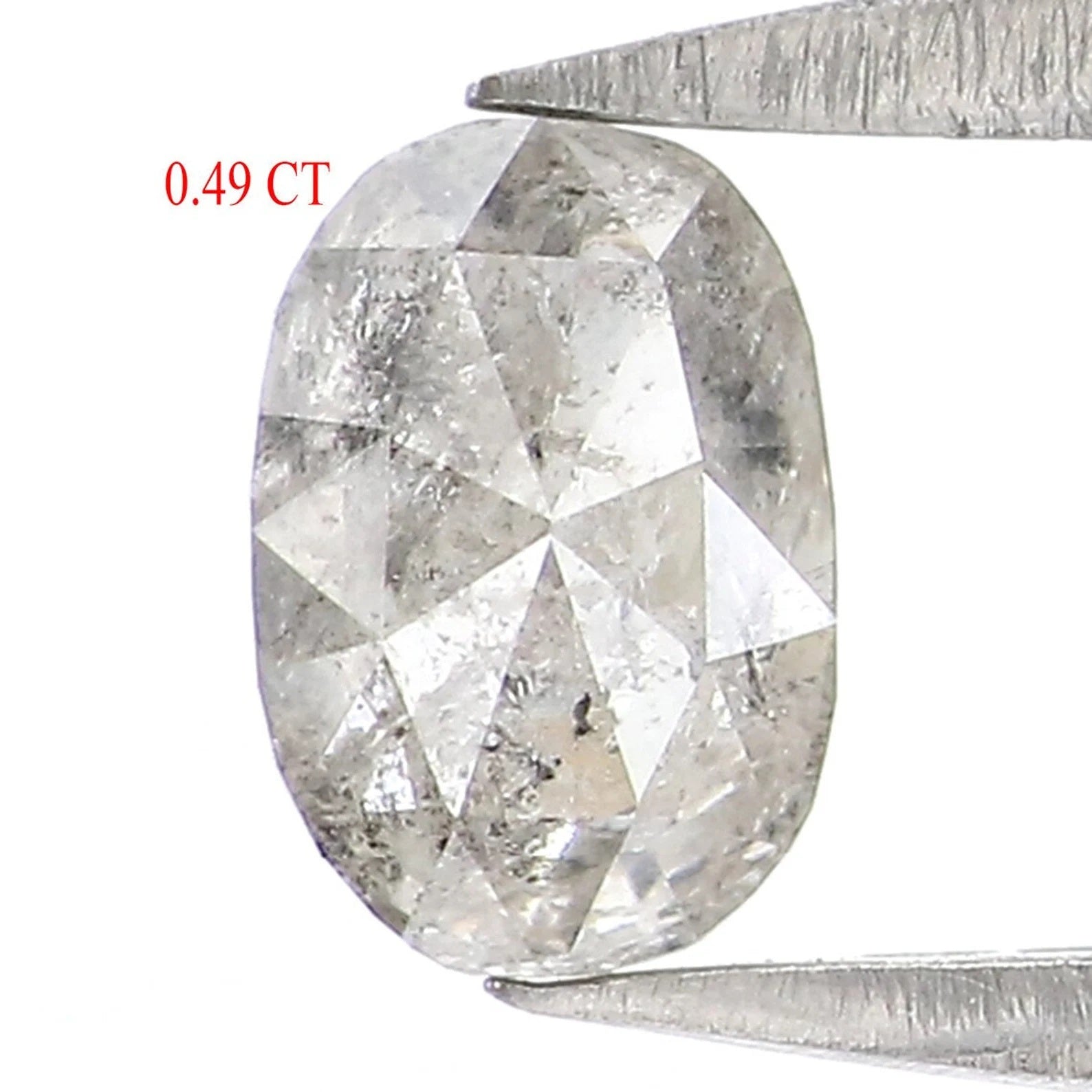 0.49 CT Natural Loose Oval Diamond Salt And Pepper Oval Diamond 5.50 MM Natural Loose Diamond Black Grey Color Oval Rose Cut Diamond NQ7693