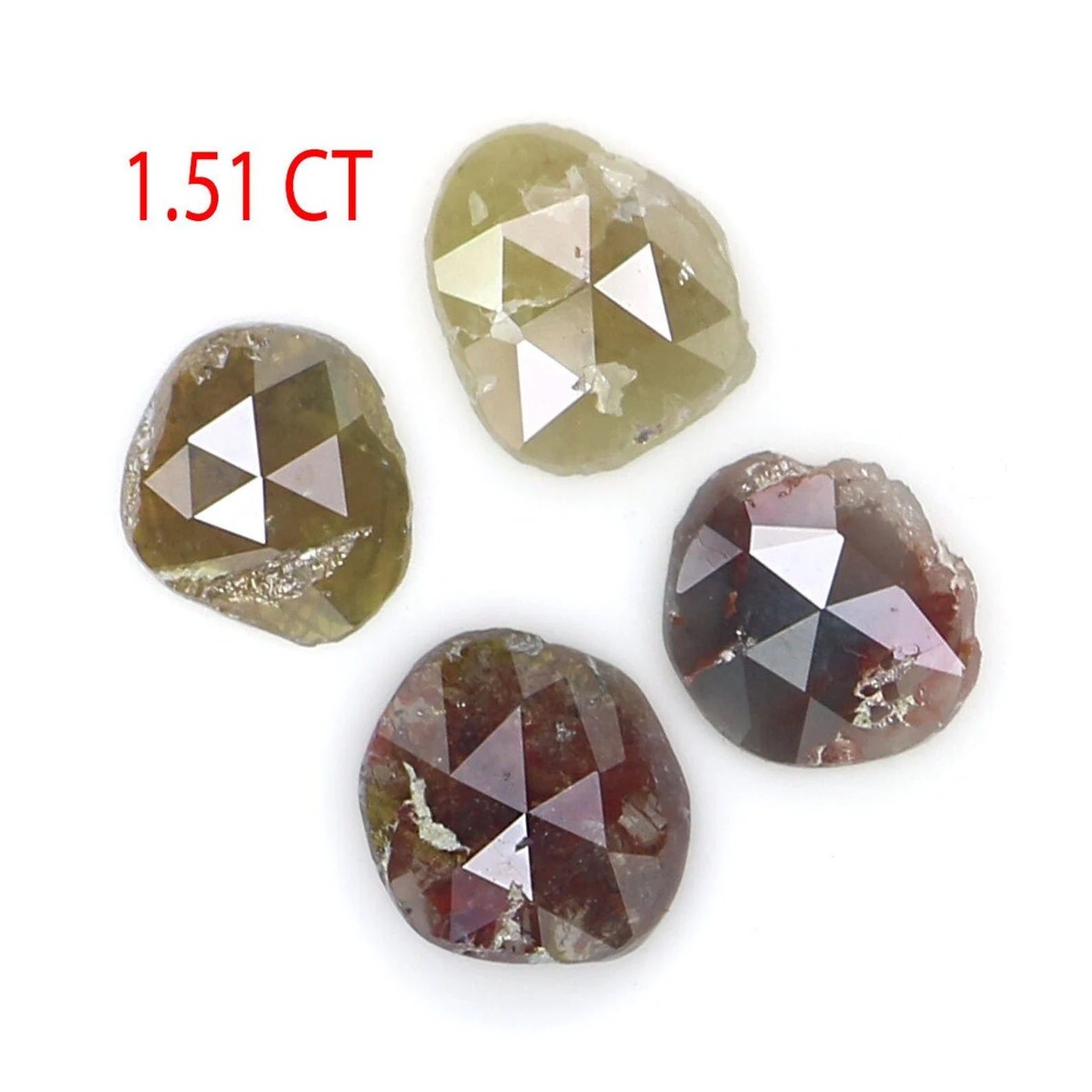 1.51 CT Natural Loose Slice Shape Diamond Mix Color Irregular Cut Diamond 5.40 MM Natural Diamond Mix Color Slice Rose Cut Diamond NQ2134