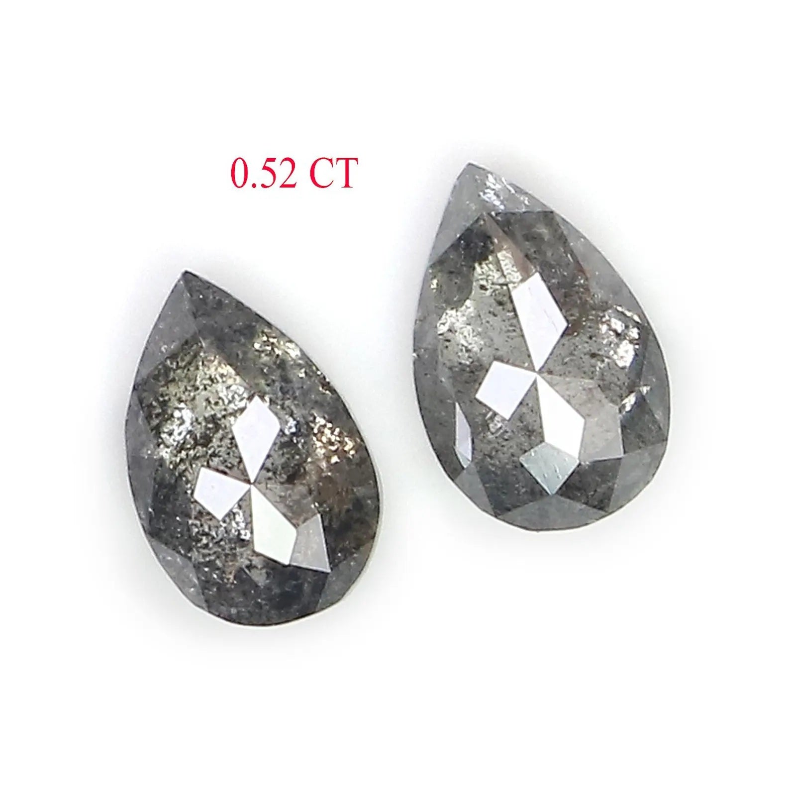 0.52 CT Natural Loose Pear Cut Pair Diamond Salt And Pepper Pear Shape Diamond 5.00 MM Natural Black Grey Color Pear Rose Cut Diamond NQ2294