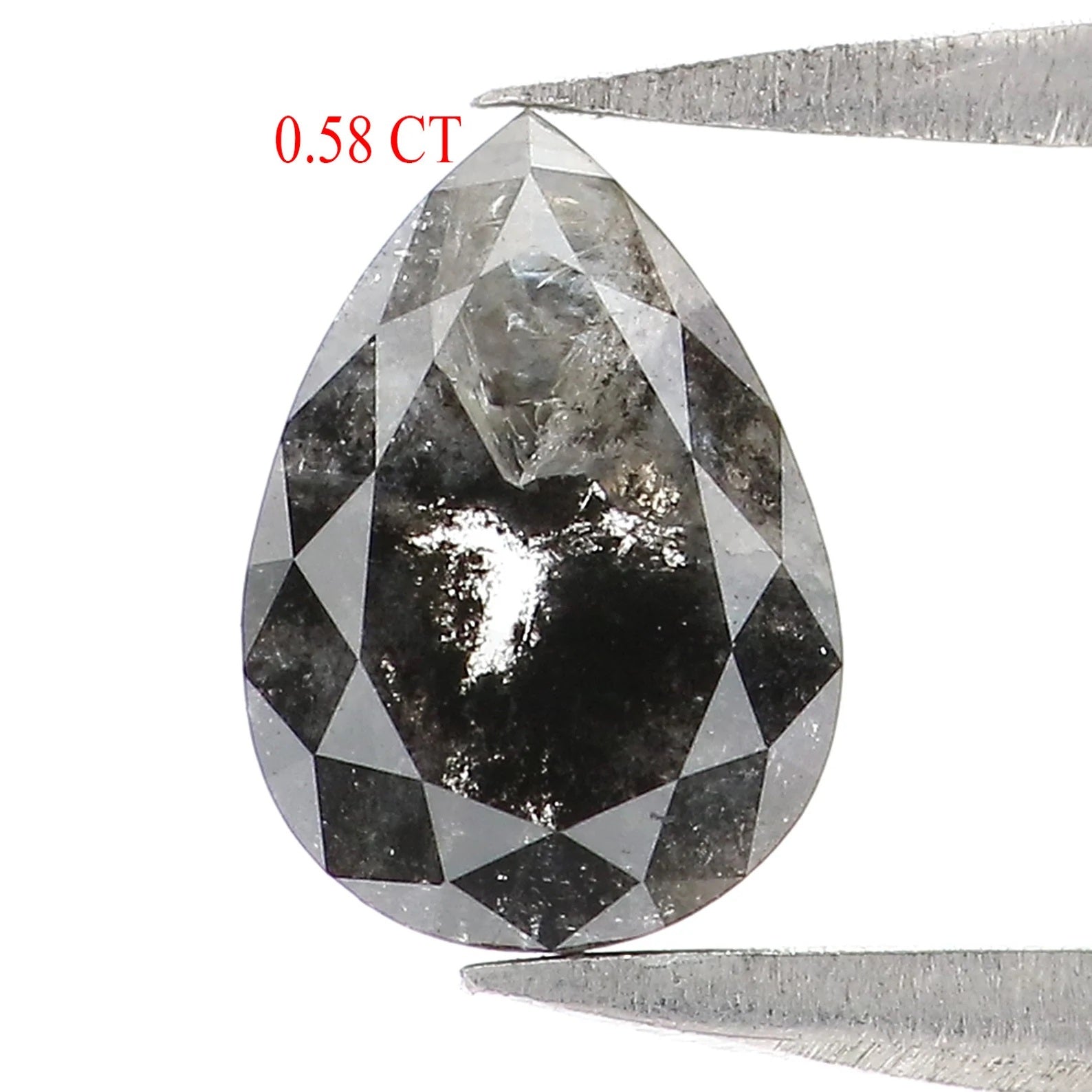 0.58 CT Natural Loose Pear Diamond Salt And Pepper Pear Diamond Natural Loose Diamond 6.80 MM Pear Rose Cut Diamond Pear Cut Diamond NQ2484