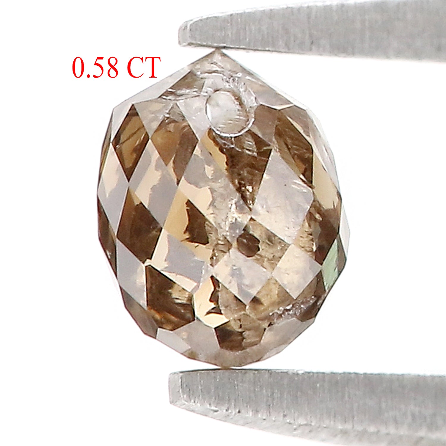 0.58 Ct Natural Loose Briolette Shape Diamond Brown Color Drop Diamond 4.70 MM Natural Loose Brown Color Briolette Rose Cut Diamond LQ9827